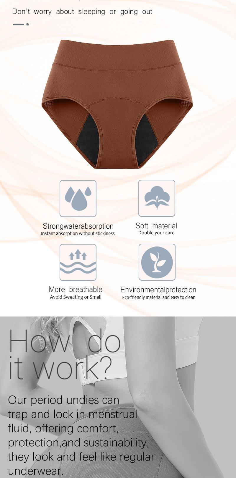 5 pack Leakproof Period Underwear for Women Breathable Soft Comfort Menstrual Panties Daily Wear