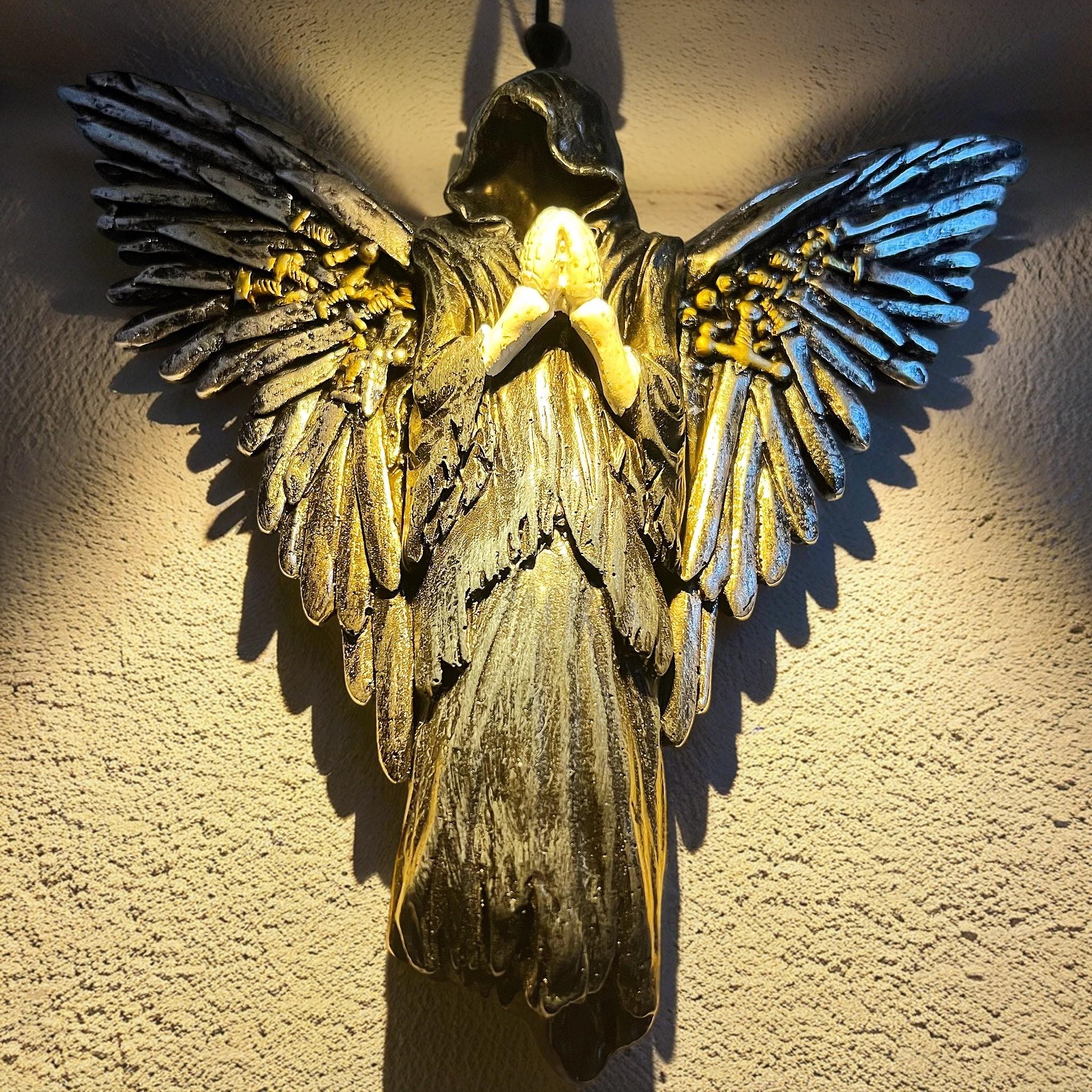 Resin Angel Statue Wall Hanging Decor, Wall Mounted Decor, Unique Home Living Room Bedroom Decoration, Perfect Creative Gift Idea, Elegant Resin Artwork, Wall Ornaments, Aesthetic Design, Decorative Wall Art