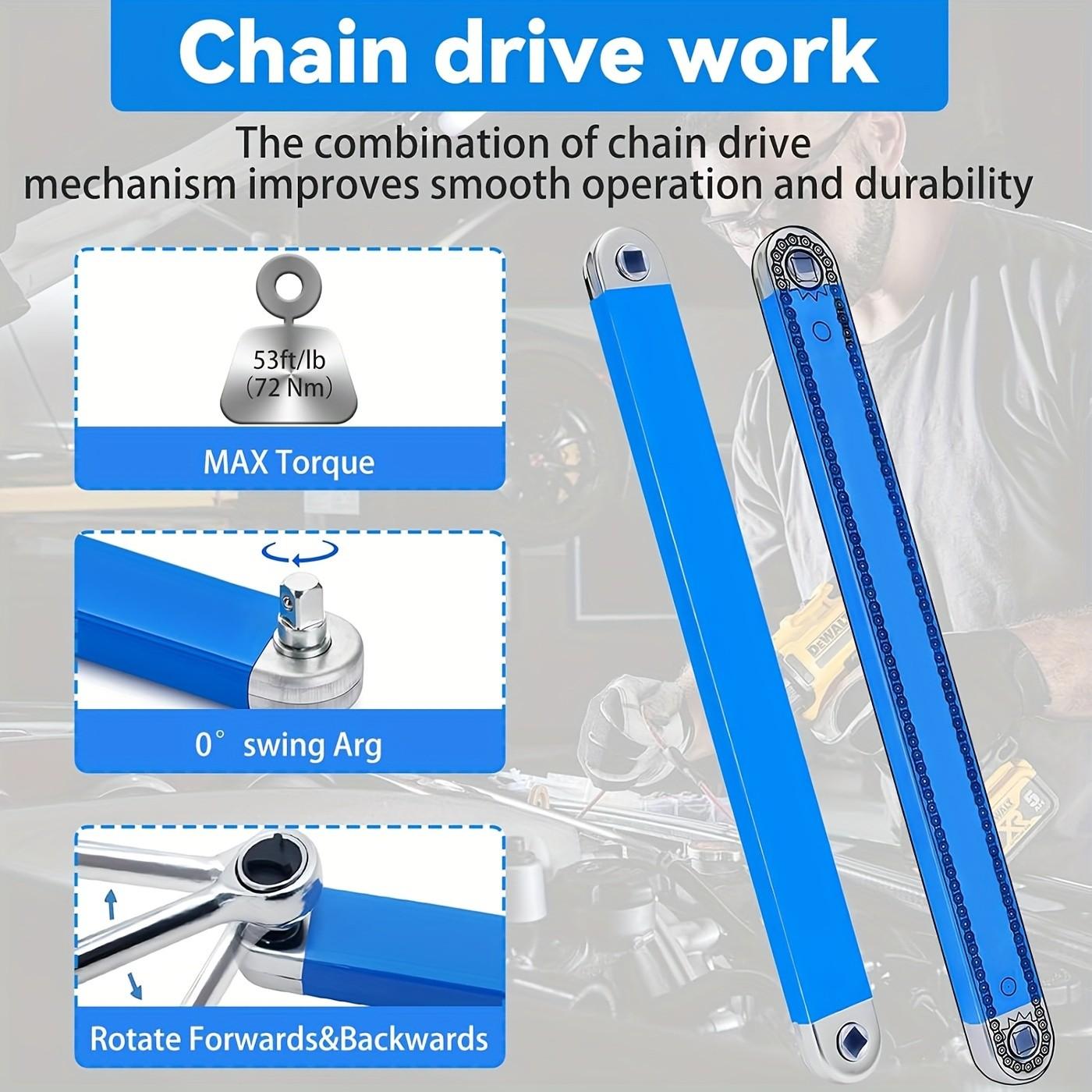 Offset Wrench Set, 15 Inch Impact Offset Wrench Kit, Automotive Offset Wrench, Includes 1/2", 1/4", 3/8" Square Adapters, Ideal for Tight Spaces