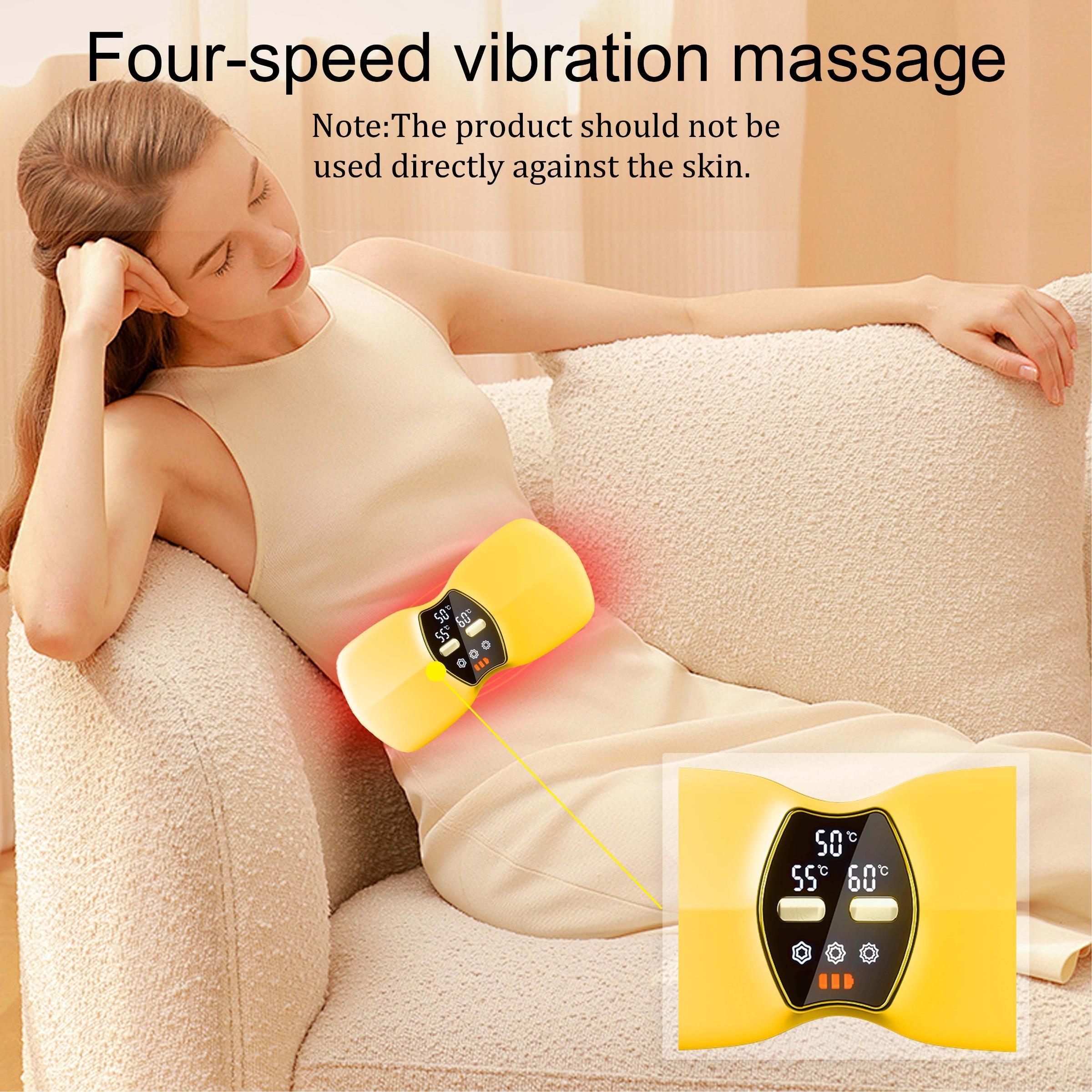 Heating Pads,  Period Cramp Massager Portable Cordless Heating Pad with 3 Heat Levels and 3 Massage Modes for Back Pain Relief Menstrual Heating Pad Hot Compress Heat Pad (Pink)