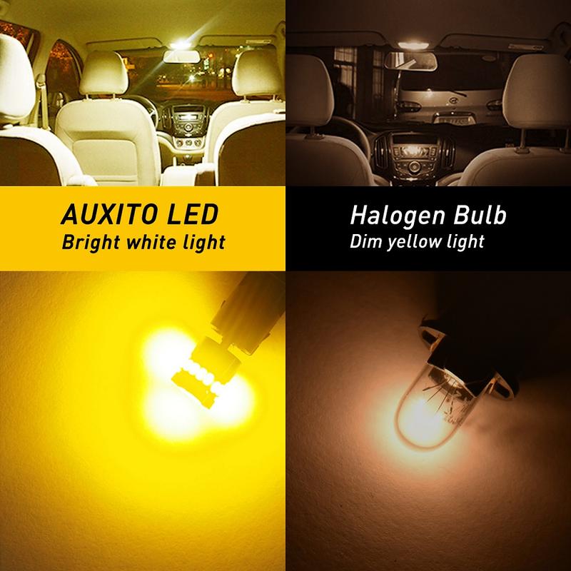 AUXITO 194 LED Bulbs for License Plate Light 168 175 2825 W5W T10 24-SMD 3014 Chipsets 6000K White for Car Dome Door Map Dash Courtesy Cargo License Plate Lights, Pack of 2/10