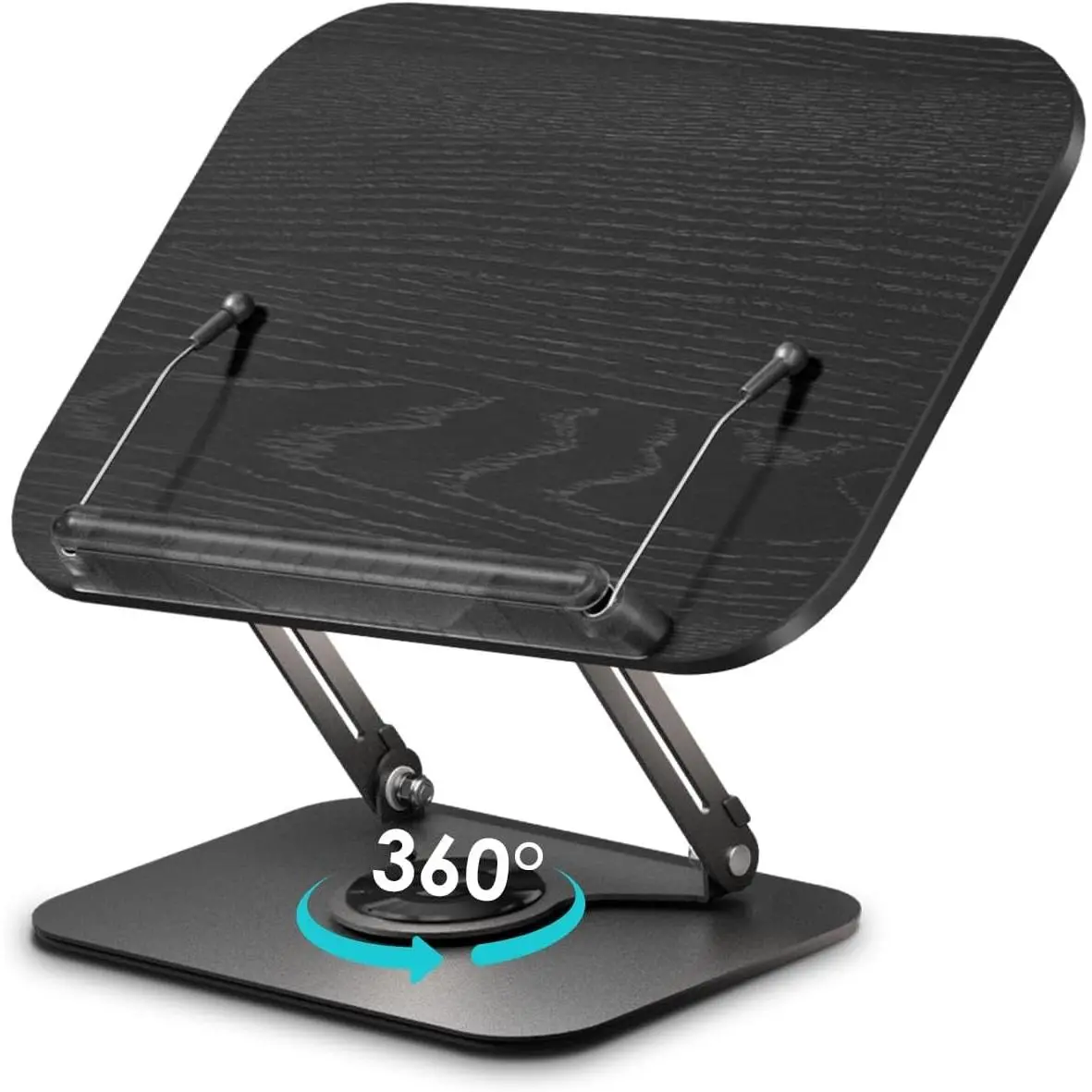 Book Stand for Reading, Height & Angle Adjustable, 360° Rotating Base, Foldable and Portable, Lightweight for Office, Kitchen, School Textbook, Recipe, Magazine, Kindle, Table
