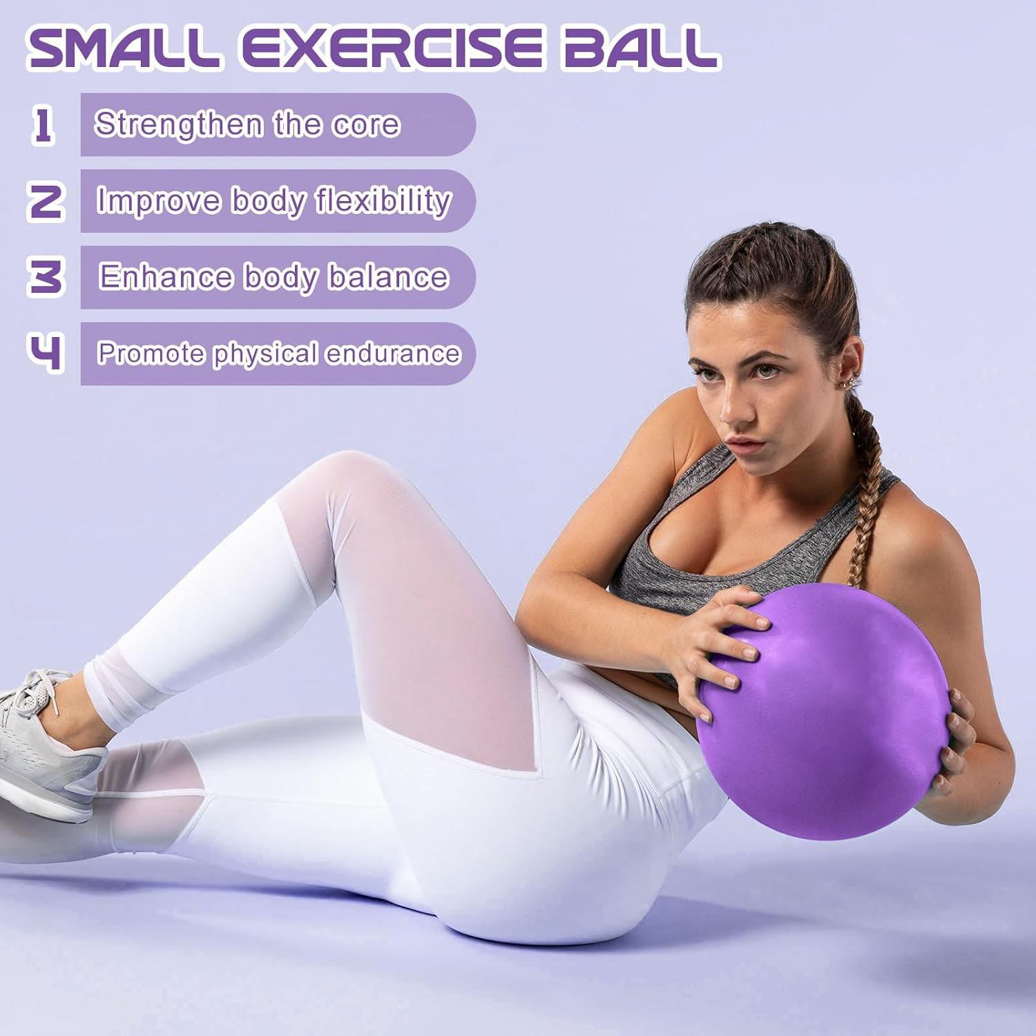 Pilates Ball, 9 Inch Small Exercise Mini Soft Workout Yoga Ball with Exercise Guide, for Home Gym Yoga, Pilates, Core Training, Workout, Balance, Stability, Home Workout Equipment, Fitness Equipment, Pilates Equipment For Home Workouts