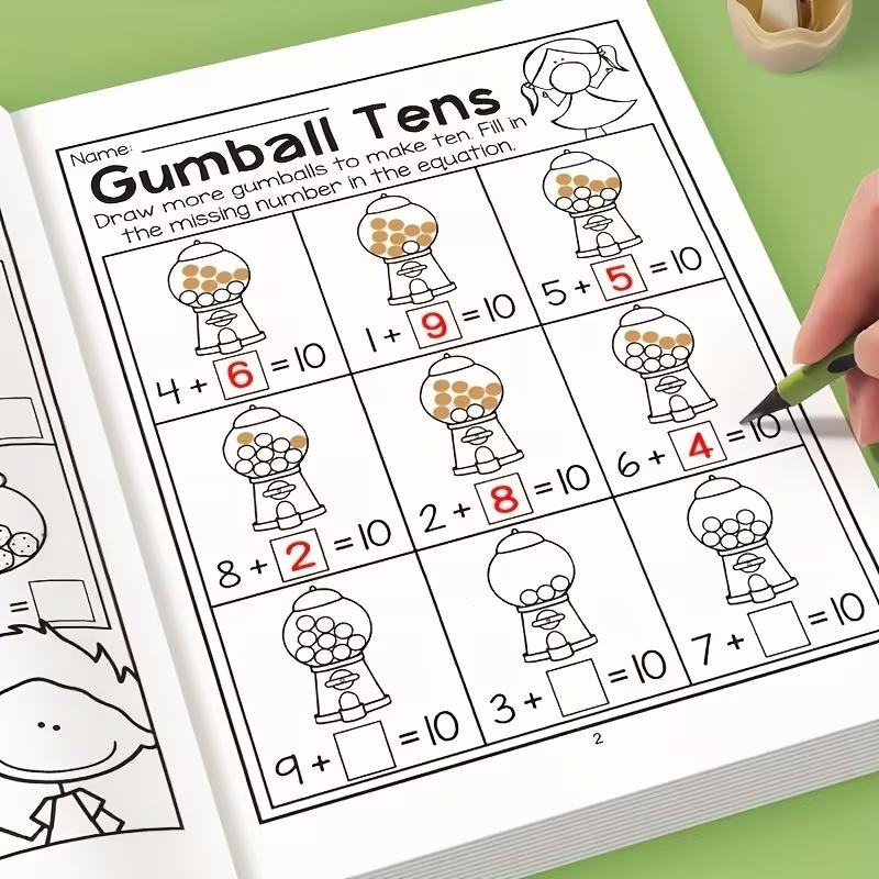 32 Page Interactive Math Learning Workbook, Addition and Subtraction Practice, Crossword Puzzle, Rich Math Activities, Learning Materials, Back-To-School Gift