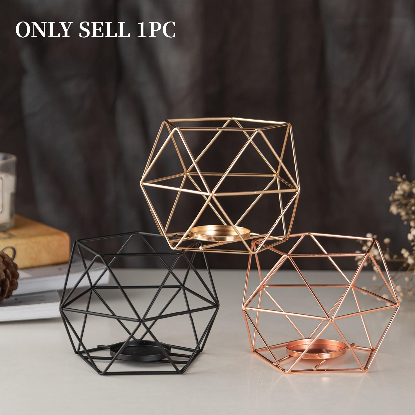 Creative Geometric Candlestick Base, Iron Art Material, Aromatherapy Candle Base, Decorative Candlestick Ornament for Table, Bar & Restaurant, Home Decoration