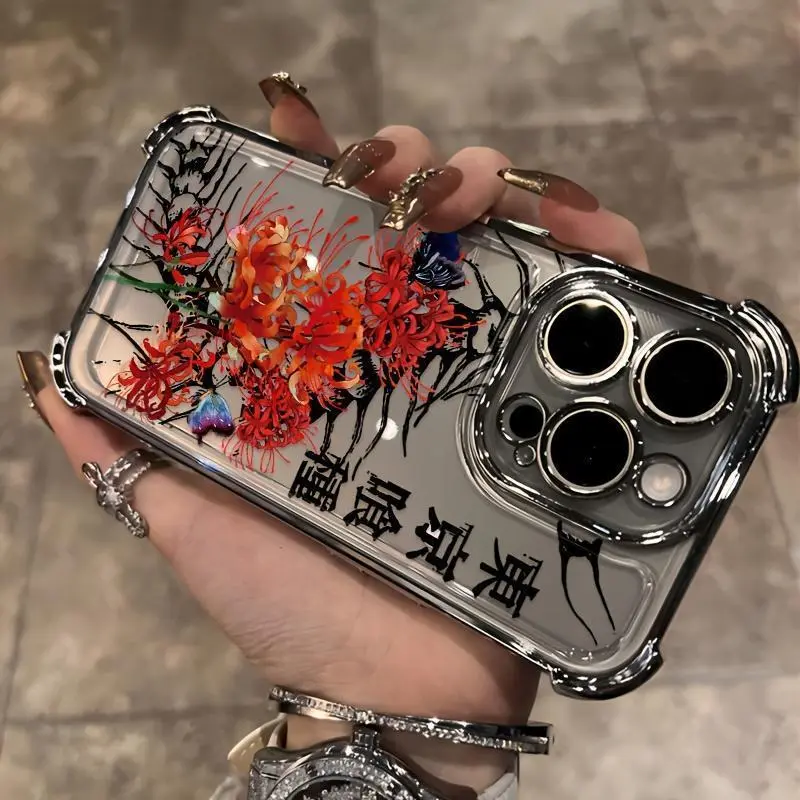 New Japanese design phone case of the anime Tokyo Ghoul trend, compatible with models for iPhone 17 Air 16 Promax 15 Plus 14 13 12 11 & Samsung Galaxy S26 Ultra S25 Plus S24 S23 FE S22, with a soft transparent back for drop protection.HM173