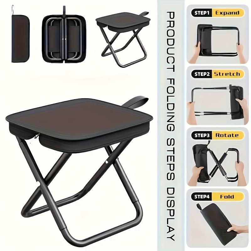 1pc Portable Folding Stool, Max 265lb/120kg Strong Stable Folding Camping Seat, Lightweight Compact Foldable Stool for Hiking, Fishing, Travel, Outdoor Events & Home Use, Collapsible Stool