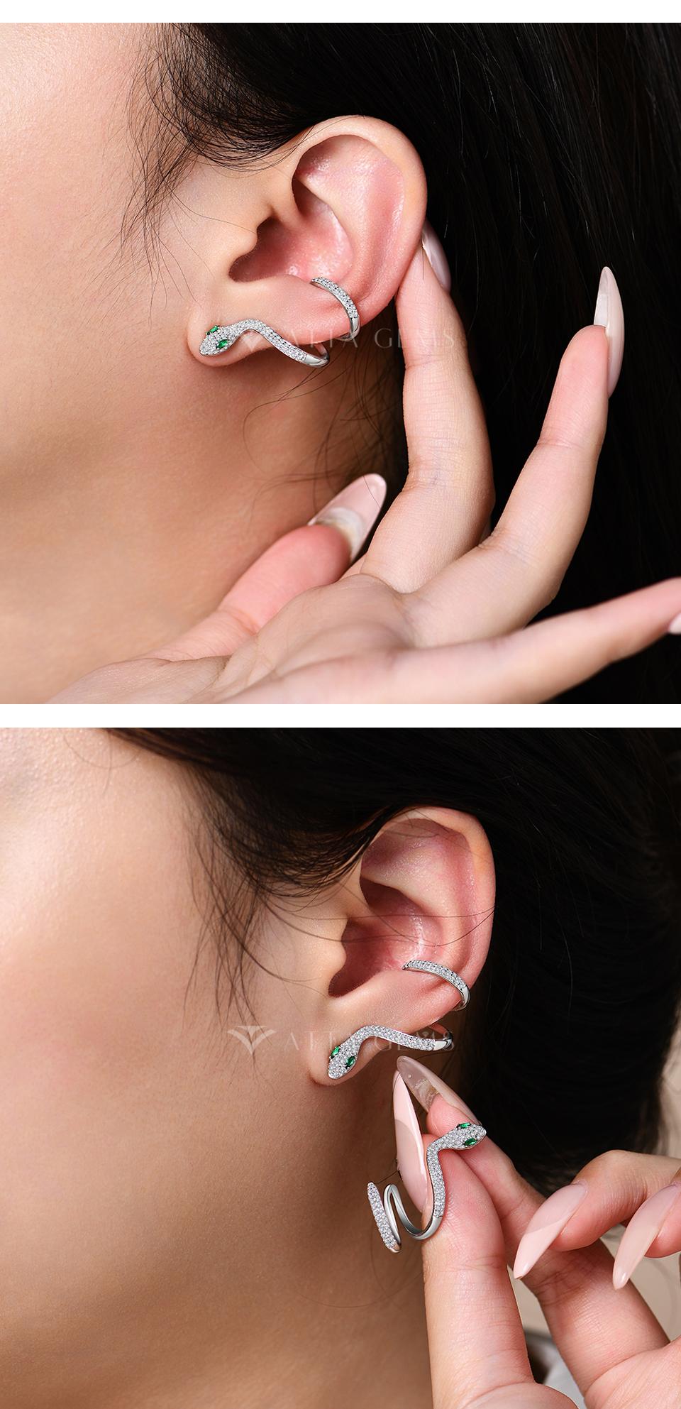 Special Style Snake shape Synthetic Moissanite Ear Stud For Women and Men  Birthday Gift Party Fashion  Fine Jewelry E034 Studearrings SpringStatements