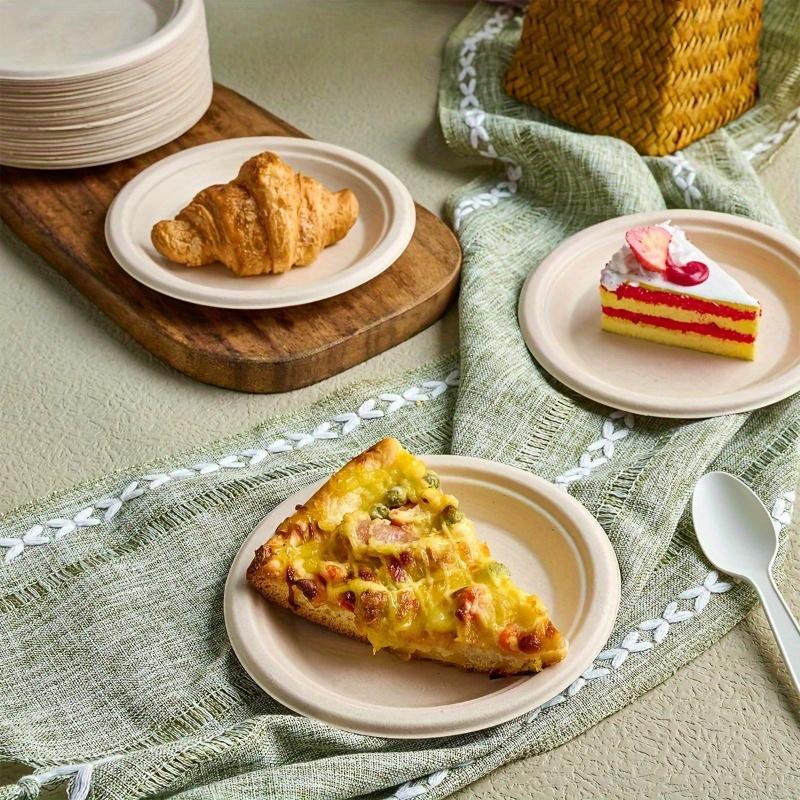 50pcs Thickened Disposable Paper Plates - Durable, Leak-Resistant, and Convenient Food Containers for Snacks, Salads, Family Dinner Parties, and Restaurant Events - All-Season, Round Tableware Accessories