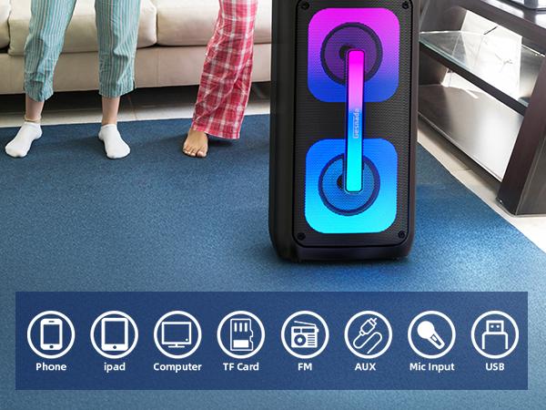 Karaoke Machine for Adults, Portable Bluetooth Speaker with 2 Wireless Microphones, Portable PA System with Disco Lights for Big Party, Outdoor, Ideal Gifts for Family, Music Lover