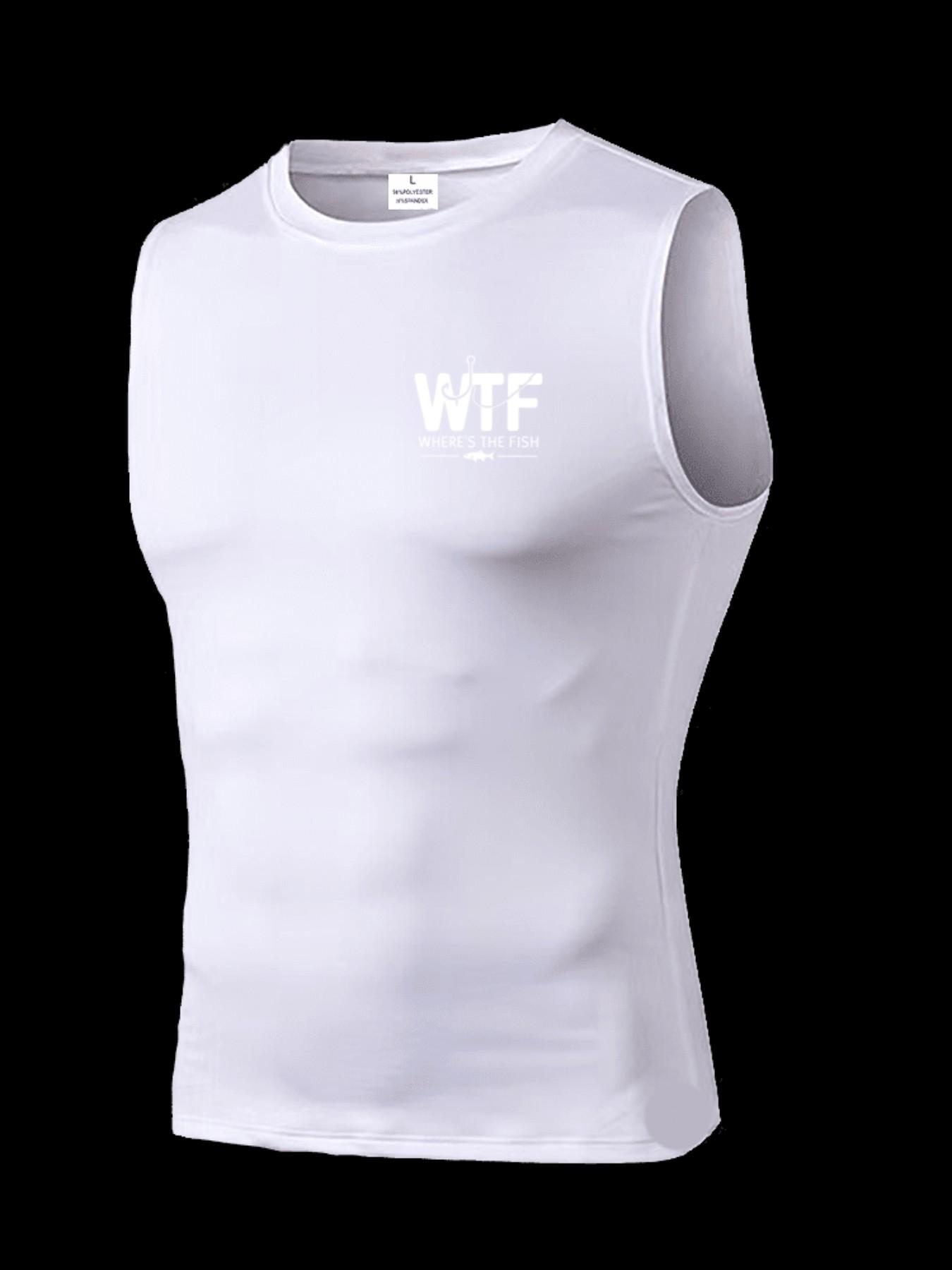 Men's Short Sleeve Sporty Slim-Fit Tee, Quick-Dry Breathable Fabric, Wtf Pattern, Ideal for Gym, Running, Boxing, Outdoor Activities