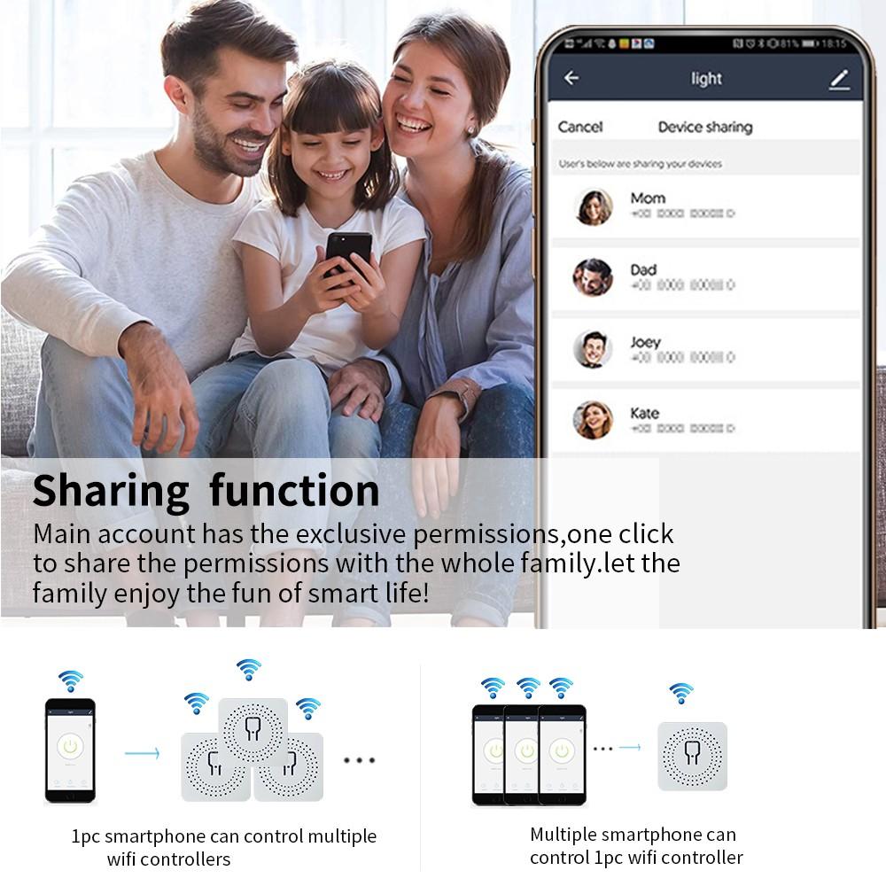 Doodle WiFi Smart Switch Compatible with Alexa and Google Home, Mini Size Suitable for Various Switches, Remote Control, Voice Control, Timer Function