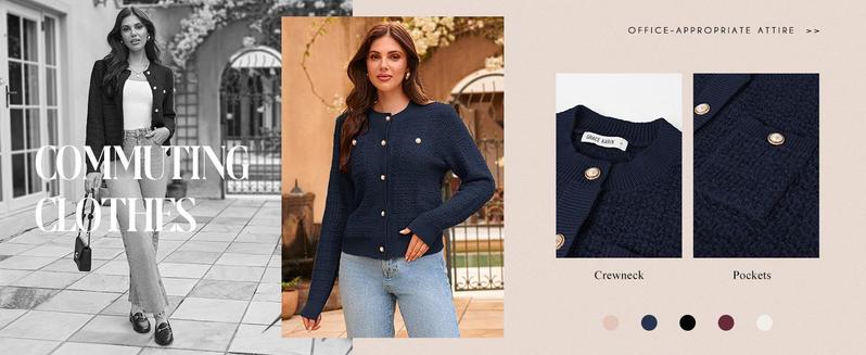 GRACE KARIN Womens Open Front Button Down Long Sleeve Texture Knit Cardigan Sweaters with Pockets GRACE KARIN Womens Open Front Button Down Long Sleeve Texture Knit Cardigan Sweaters with Pockets