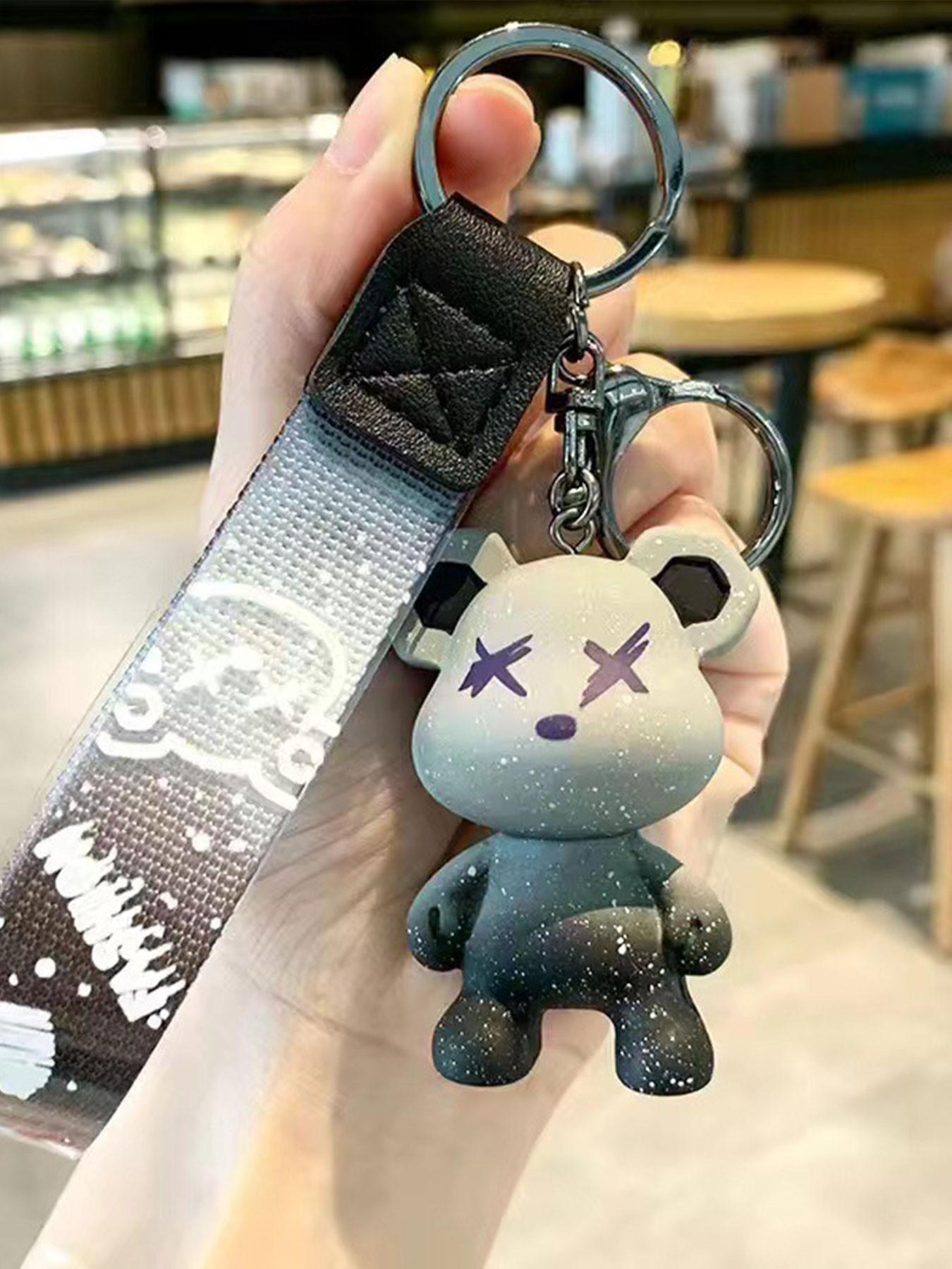 Gradient Starry Sky Bear Keychain, Cool Street Style, Dull-Resistant, Wear-Resistant, Can Hang Backpack/key, Show Personal Attitude