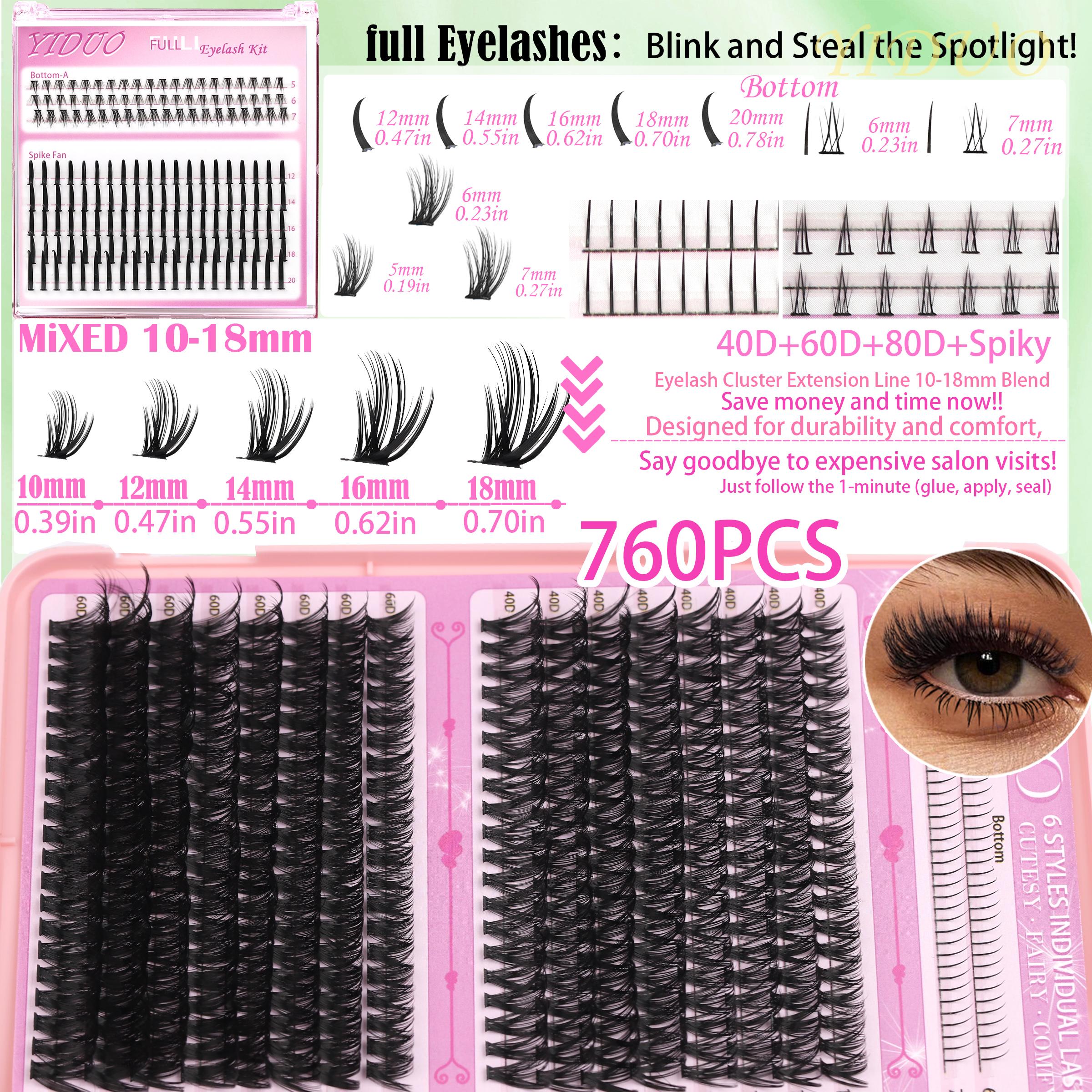 YIDUO Lash Clusters Kit 1846Pcs Mix Styles, Diy Dramatic Lashes, Volume/ Spikes/Bottom Eyelash Clusters Extensions Kit With Bond and Seal makeup tools for Beginners and Proficient, DIY at Home, Cosmetic