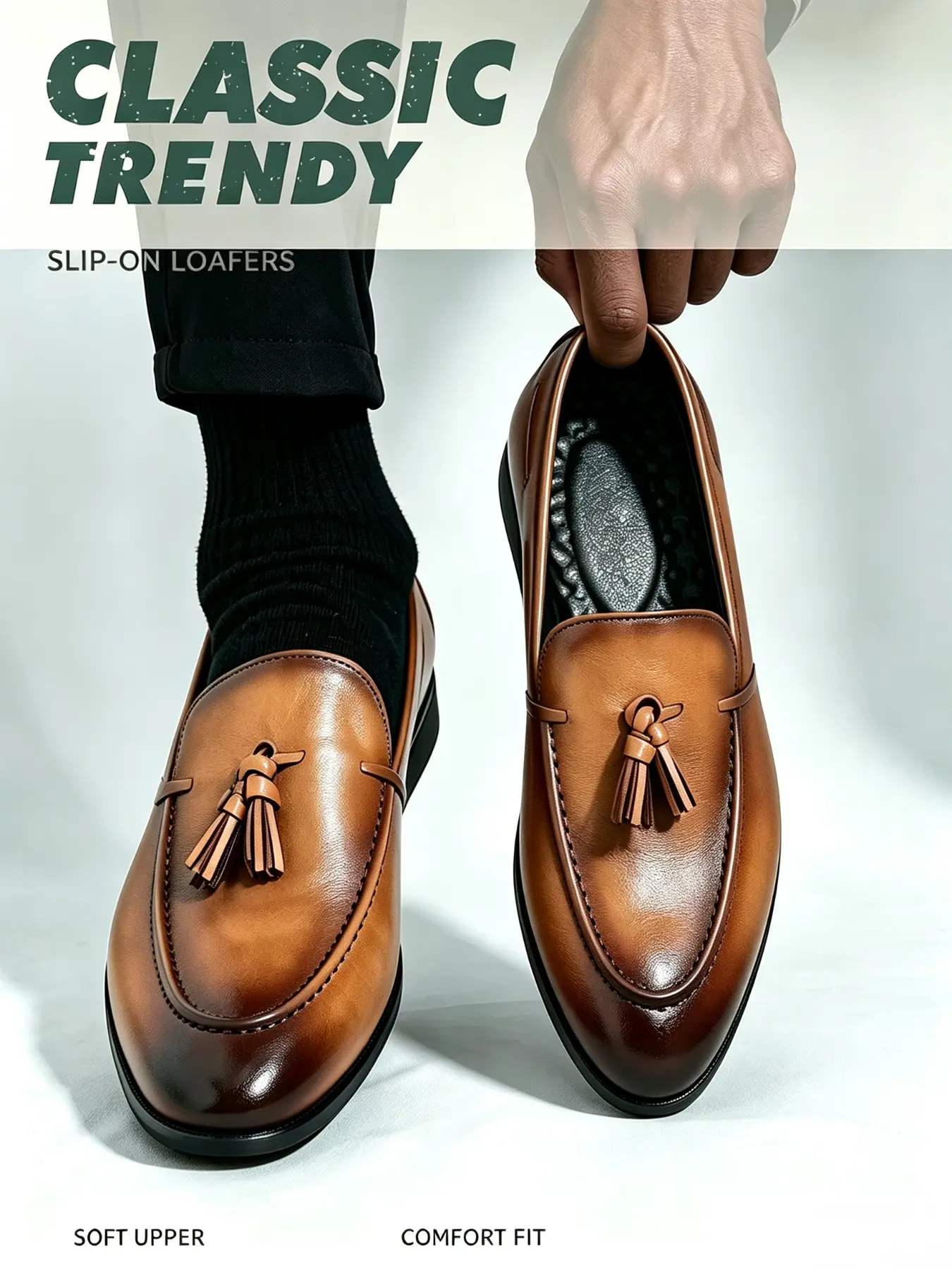 Men's Fringe Casual Shoes, Elegant Business Oxford, Slip-On Formal Footwear, Lightweight Comfortable Fashion, Perfect for Weddings and Parties