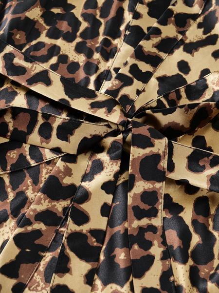 Women's Leopard Print Belted Robe, Casual V Neck Wrap Robe, Soft Comfortable Nightgown for All Seasons
