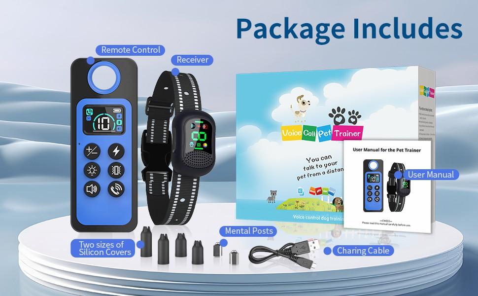 Remote Control Electronic Dog Collar with Voice Call Function, LED Flashlight, Adjustable Size, Suitable for Small Medium Large Dogs