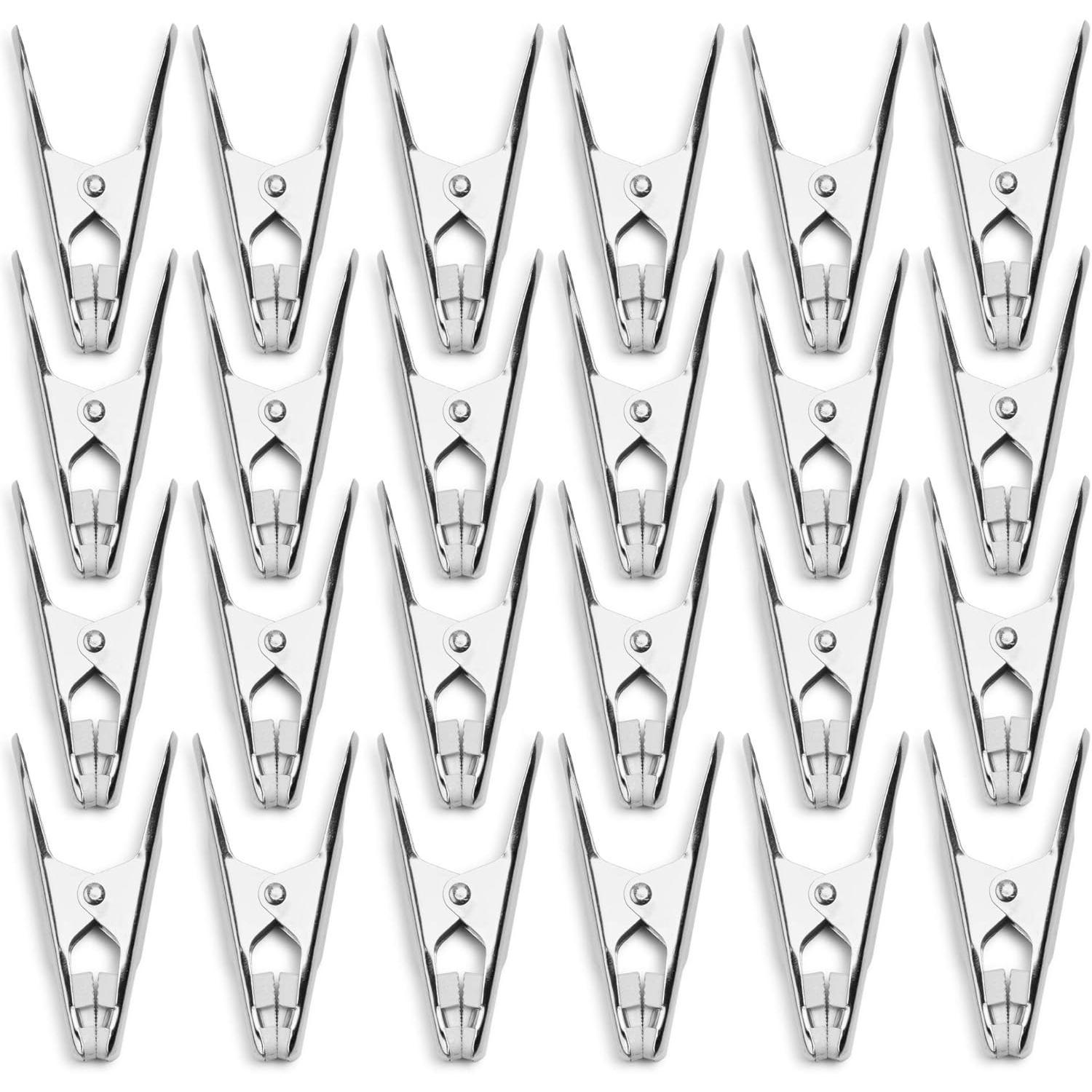48 Pack - Long Lasting, Stainless Steel Clothespins -  Grip - Weather-Resistant, Multipurpose Clip - Use As Clothesline Laundry Clips, Chip Bag Clips, Hanger Clips and Craft Clips (48 Pack)
