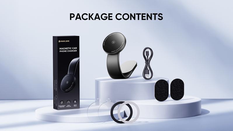 NEW - MAGIC JOHN Magnetic Car Mount – Bendable, MagSafe-compatible, strong magnet, one-hand use, air vent friendly