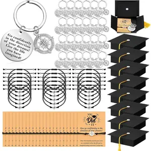 24 Sets 2026 Graduation Gifts Unisex Bracelets Comes in Cap Shaped Box with Quote Card Keychain for Class of 2026