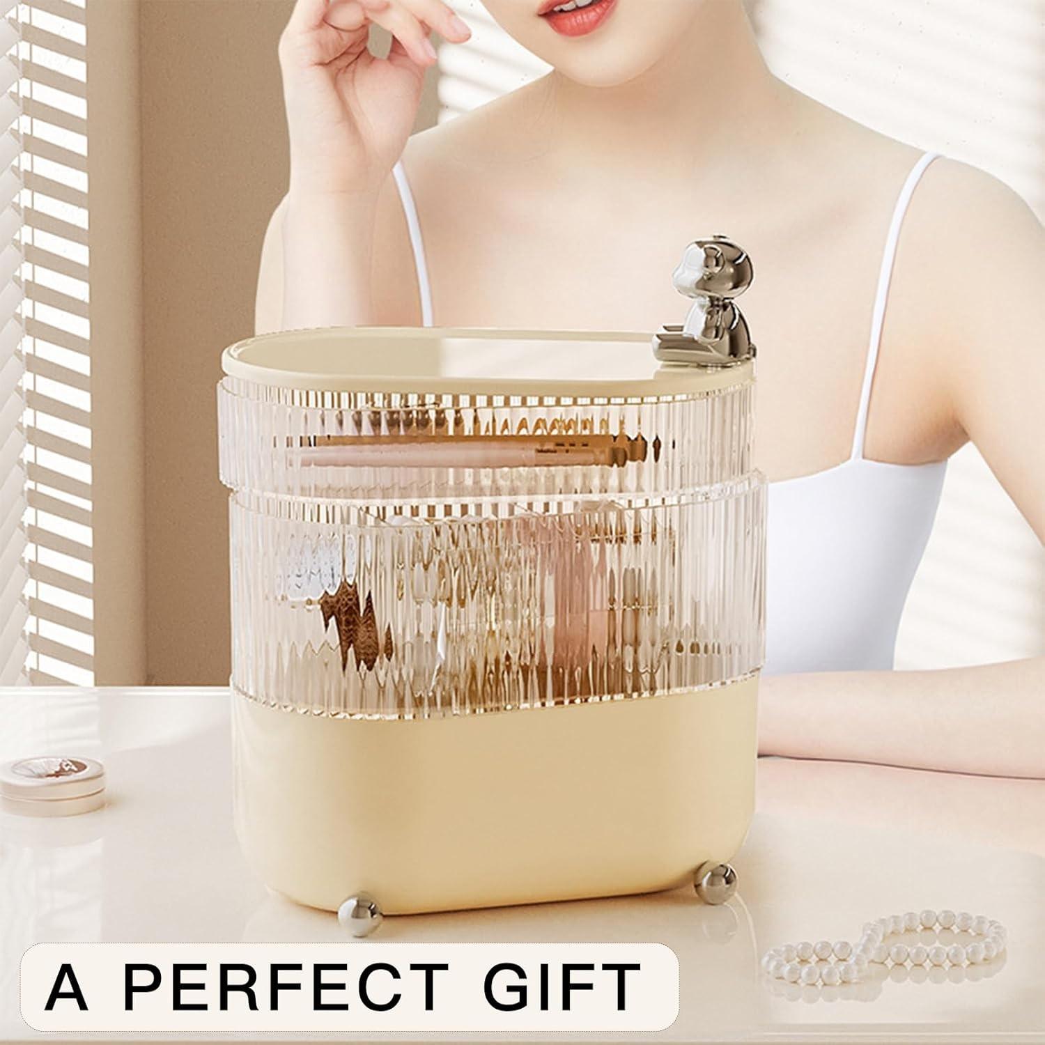 Rotating Makeup Storage Box, Divided Layer Storage, Skincare Organizer, Bathroom Storage, Multifunctional Desktop Box, Dustproof Moisture-Proof