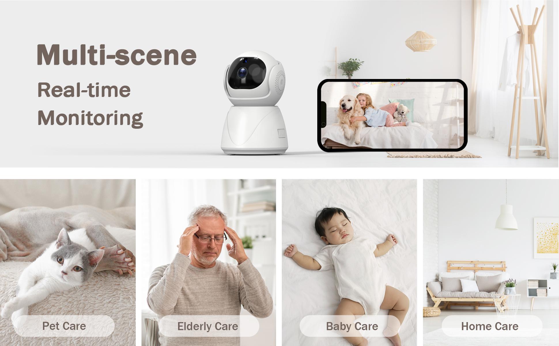 Smart Home Security Camera with SD Card, 2.4/5GHz Indoor 2.5K HD Pan/Tilt WiFi Camera Works with Alexa/Motion Detection/2-Way Audio/Night Vision/Pet Smart Home Security Camera with SD Card, 2.4/5GHz Indoor 2.5K HD Pan/Tilt WiFi Camera Works with Alexa/Motion Detection/2-Way Audio/Night Vision/Pet