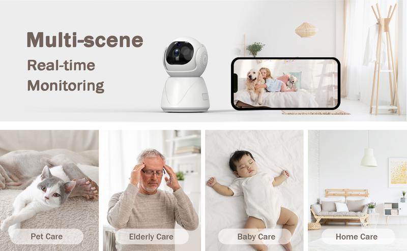 Smart Home Security Camera with SD Card, 2.4/5GHz Indoor 2.5K HD Pan/Tilt WiFi Camera Works with Alexa/Motion Detection/2-Way Audio/Night Vision/Pet