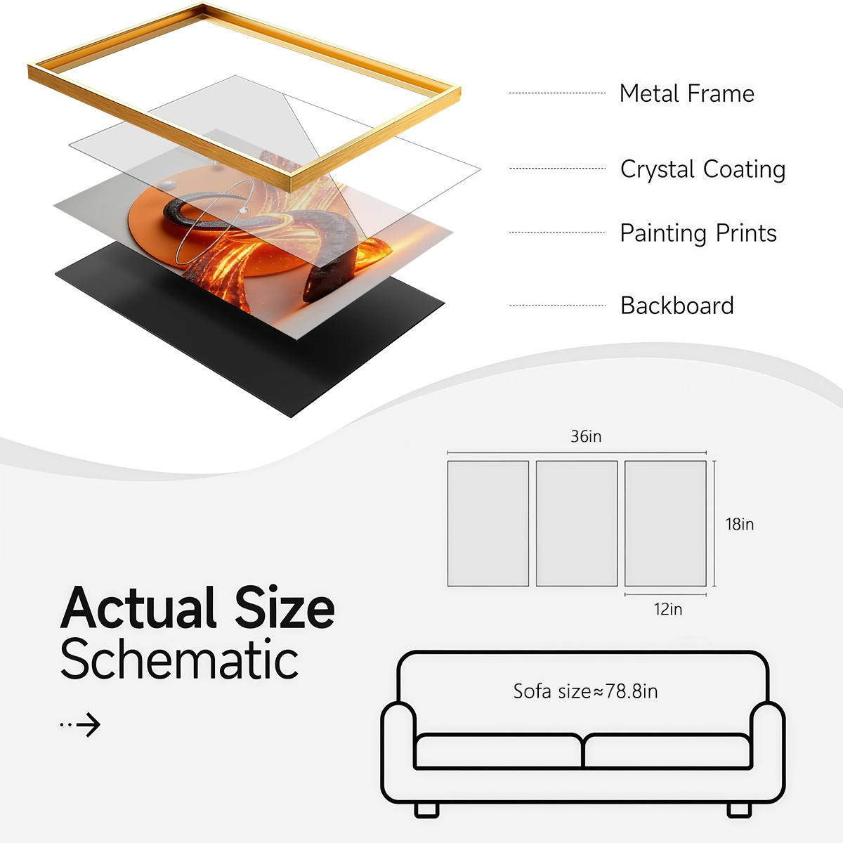 3 Counts Aluminum Alloy Framed Painting, Abstract Lava Flame Sculpture Pictures, Home Decoration For Living Room, Bedroom, Office, Restaurant, Hallway Wall Decor, Odorless Print Artwork, Luxury Perfect Gift For Friends And Family