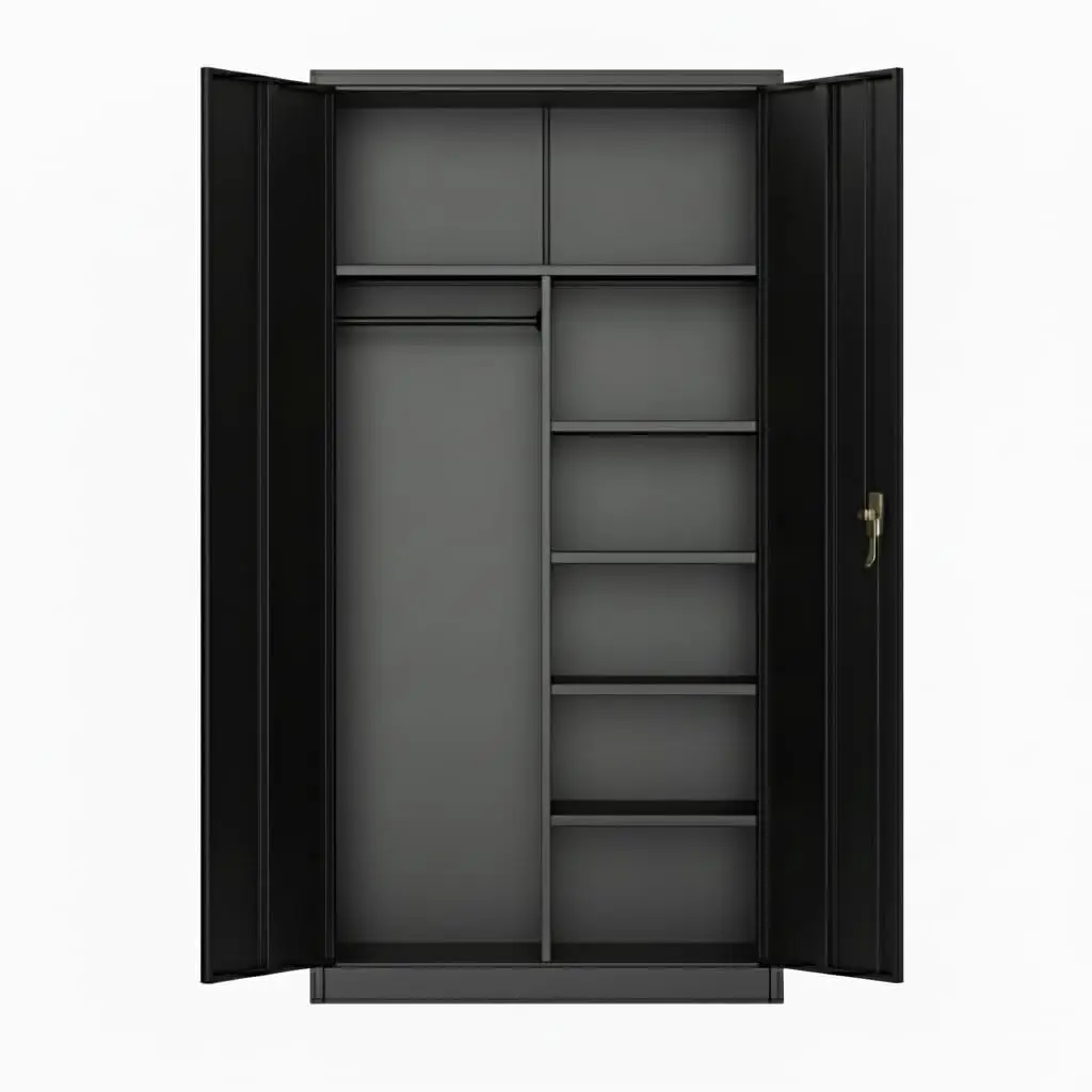 74in Steel Wardrobe Cabinet with Lock, Heavy Duty Metal Storage Cabinet with Adjustable Shelves and Hanging Rod, Versatile Metal Storage for Garage, Home, Bedroom, Office, Closet