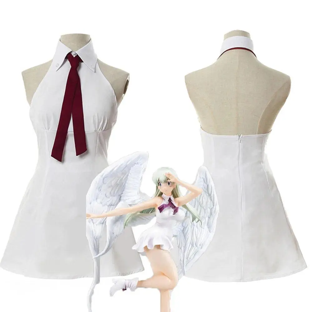 Sexy The Seven Deadly Sins Wrath of The Gods Cosplay Costume Elizabeth Liones Women White Sleeveless Dress Cosplay Halloween