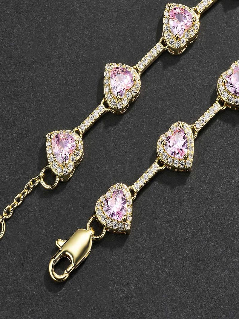 10mm Pink Heart Shaped Necklace, Heart Design Necklace, Fashion Jewelry for Party, Daily Clothing Decor, Trendy All-match & Exquisite Jewelry for Birthday Gift