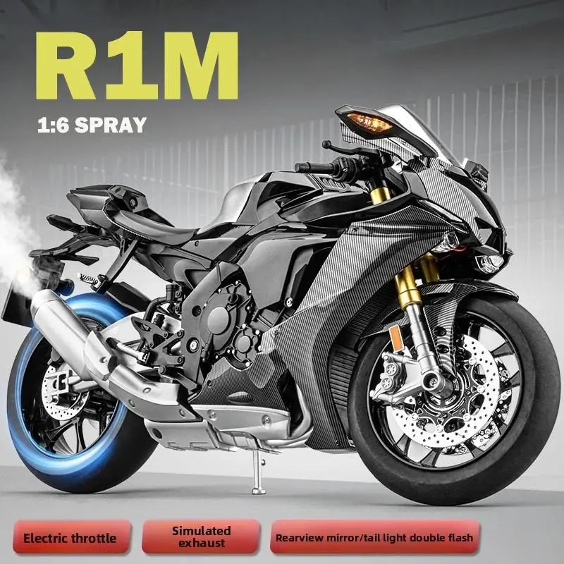 1:6 Scale Pre-Assembled Alloy Body Yamaha R1M Motorcycle Diecast Metal Model Toy, Holiday Gift for Boyfriend, Collection Ornaments