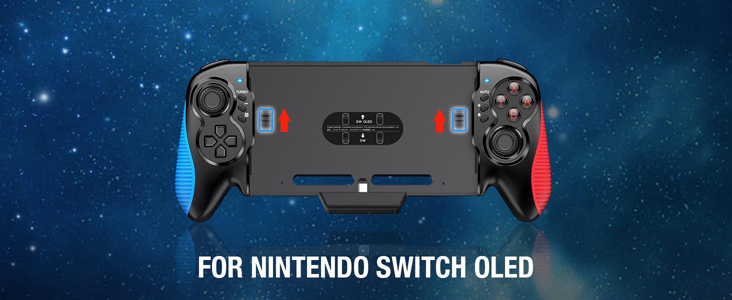 Switch Controller for Switch/OLED, Hall Effect One-Piece Controller with Adjustable Turbo and Dual Motor Vibration