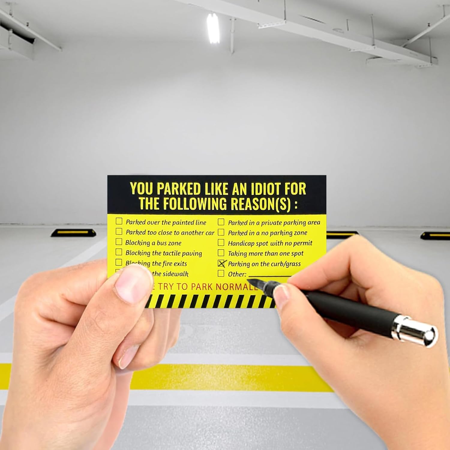 Bad Parking Cards - 100 count You Parked Like an Idiot Cards 3.5"x2" Funny Parking Violation Tickets for Bad Driver Learn to Park