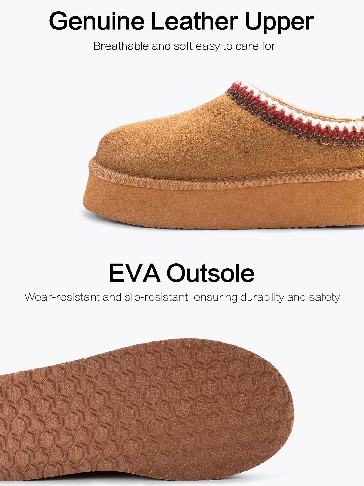 FITORY Women’s Platform Slip-no Slippers Suede Platform Fuzzy Cozy Slippers Winter Fluffy Warm Comfy Furry Shoes for Outdoor Indoor House Suede Ankle Boots Size 6-11【Plz Size Up】