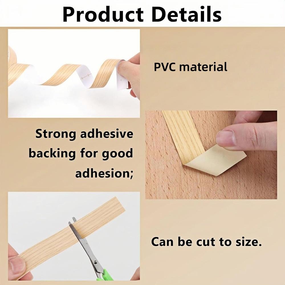 1pc 3cmx10m Self-adhesive Wood Grain Edges Banding Strip, Self-Adhesive PVC Furniture Edges Tape， Flexible Wood Grain Tape, Suitable for Cabinet Edges, Furniture, and Photo Frames