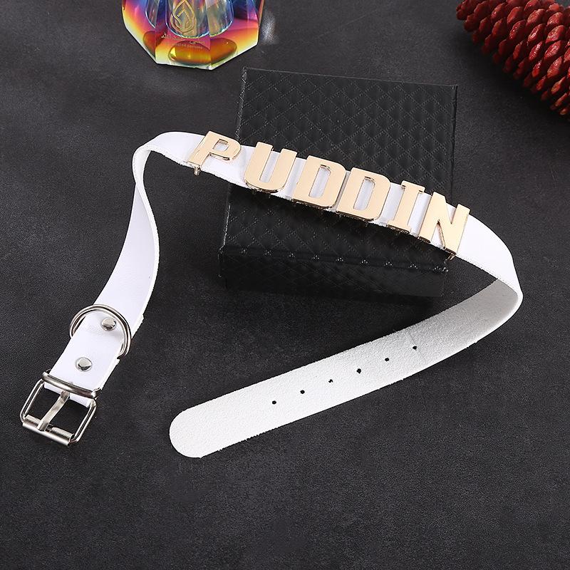 Women's Harley-Style Leather Short Neckband Choker Necklace with Letter Print - Punk Look Cosplay Accessory for Daily Party Outfits, Adult Use, Choker Fit
