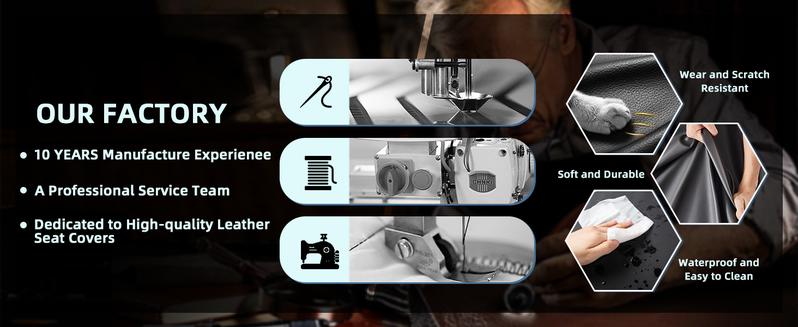 Seat Covers for Ford F150 2009-2025, F250 F350 F450 2017-2025: 5 Seat Full Set Truck Seat Covers Custom Waterproof Perforated Leather (Black&Grey)