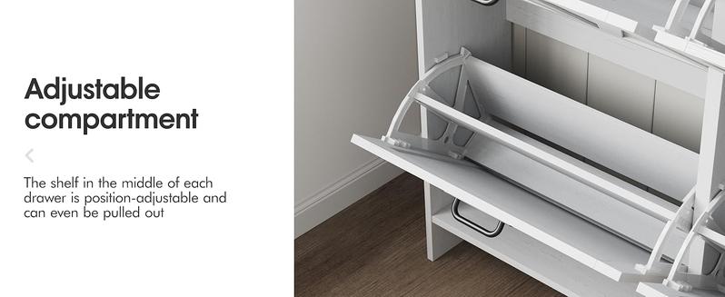 Vabches Shoe Cabinet with 4 Flip Drawers & 2 Drawers,Farmhouse Shoe Storage Cabinet for Entryway,Slim Freestanding Organizer Rack for Front Door Entrance