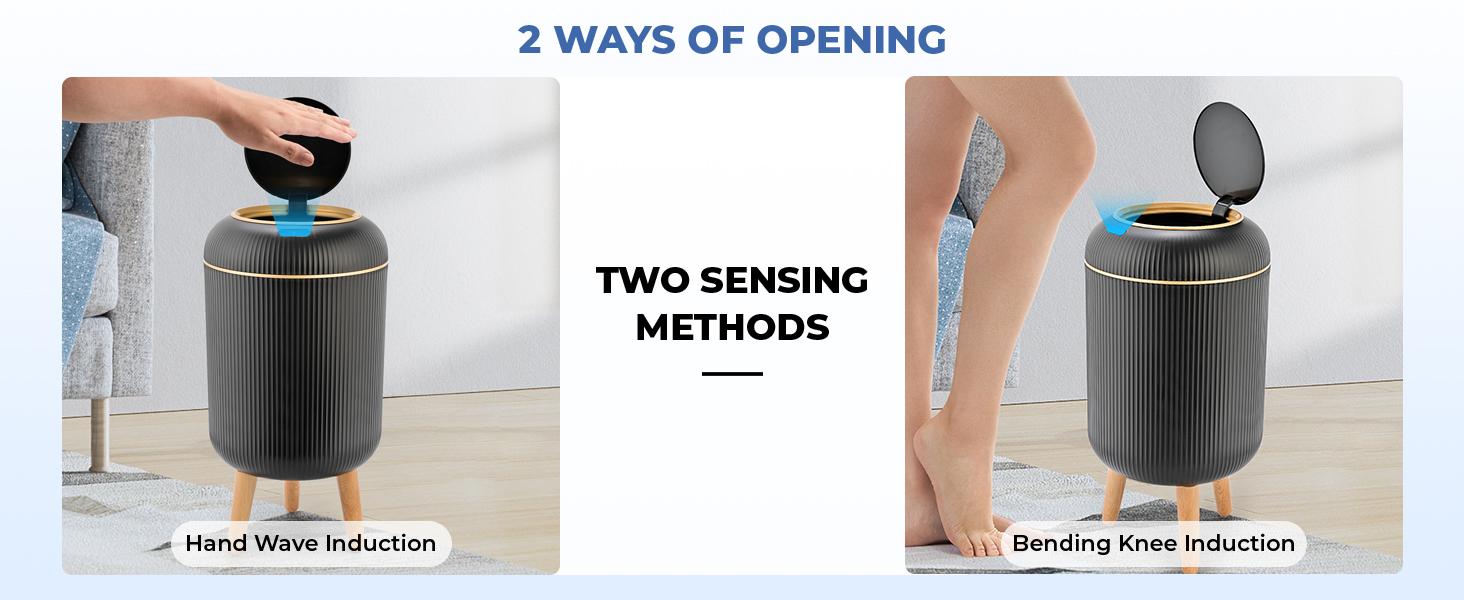 SUSTEAS Smart touchless trash Can – ventilated waterproof body in minimalist Nordic style. Eco-friendly & fits anywhere neatly Induction