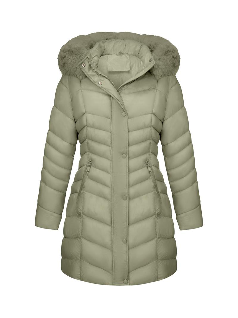 Women's Cotton Jacket Coat, Hooded Fleece Warm Fashion Outerwear, Casual Long Sleeve Pocket Design, Fall & Winter Street Style