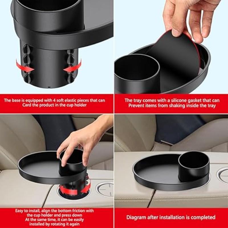Car Seat Tray - for Cup Holders in 2.5”-2.8”,Easily Expands Snack Tray Cup Holder Tray into 360° Cup & Travel Tray for Kids Car Seat, Booster