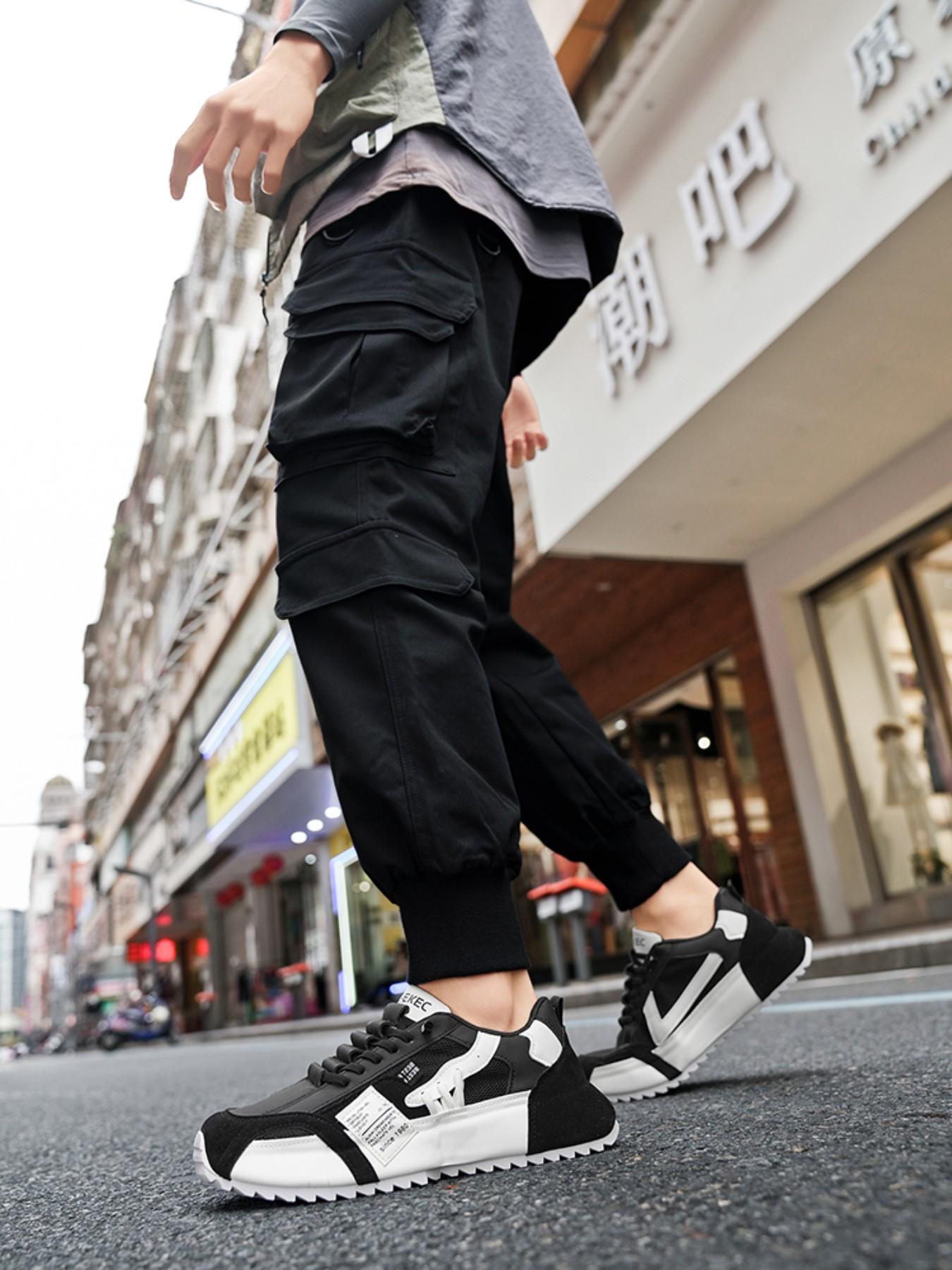 New Spring Trend Men's Shoes Fashion Versatile Skateboard Sneakers Thick Sole Wear-Resistant Casual Sports Shoes Student Cool Shoes