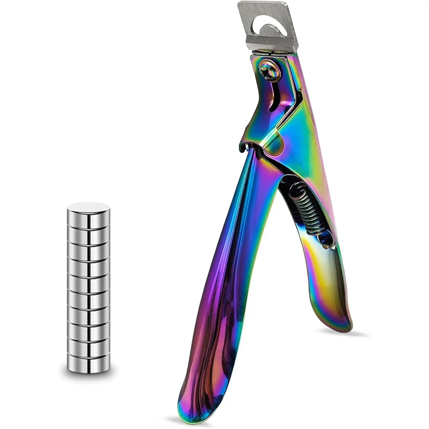 Rainbow Stainless Steel Nail Cutter with Magnet Sizer, Adjust Length Measurement & Precise Trim for Salon & Home Nail Art (Beauty & Personal Care)