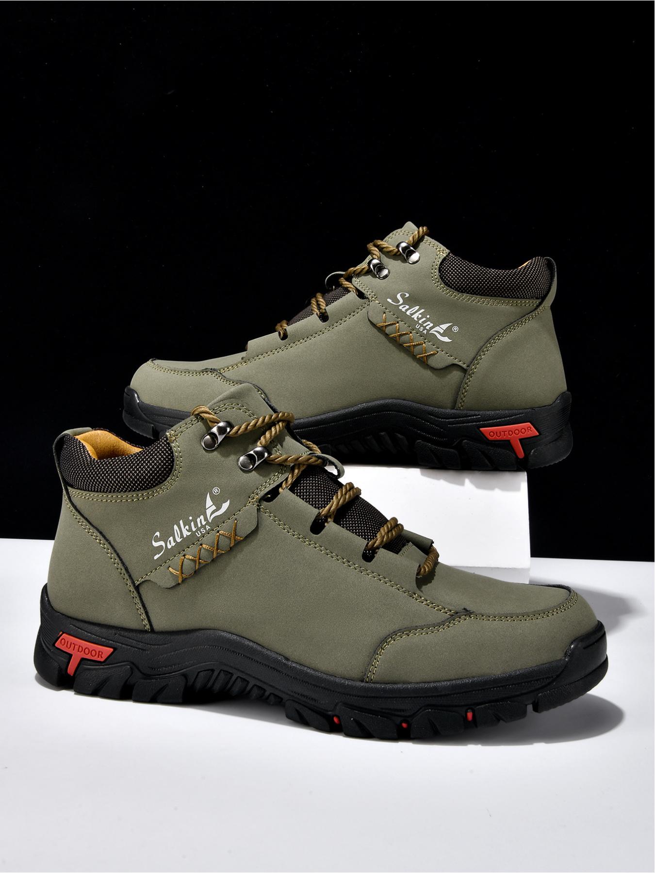 Men's High-Top Outdoor Hiking Boots, Non-Slip Wear-Resistant Work Boots, Lightweight Casual Trekking Shoes