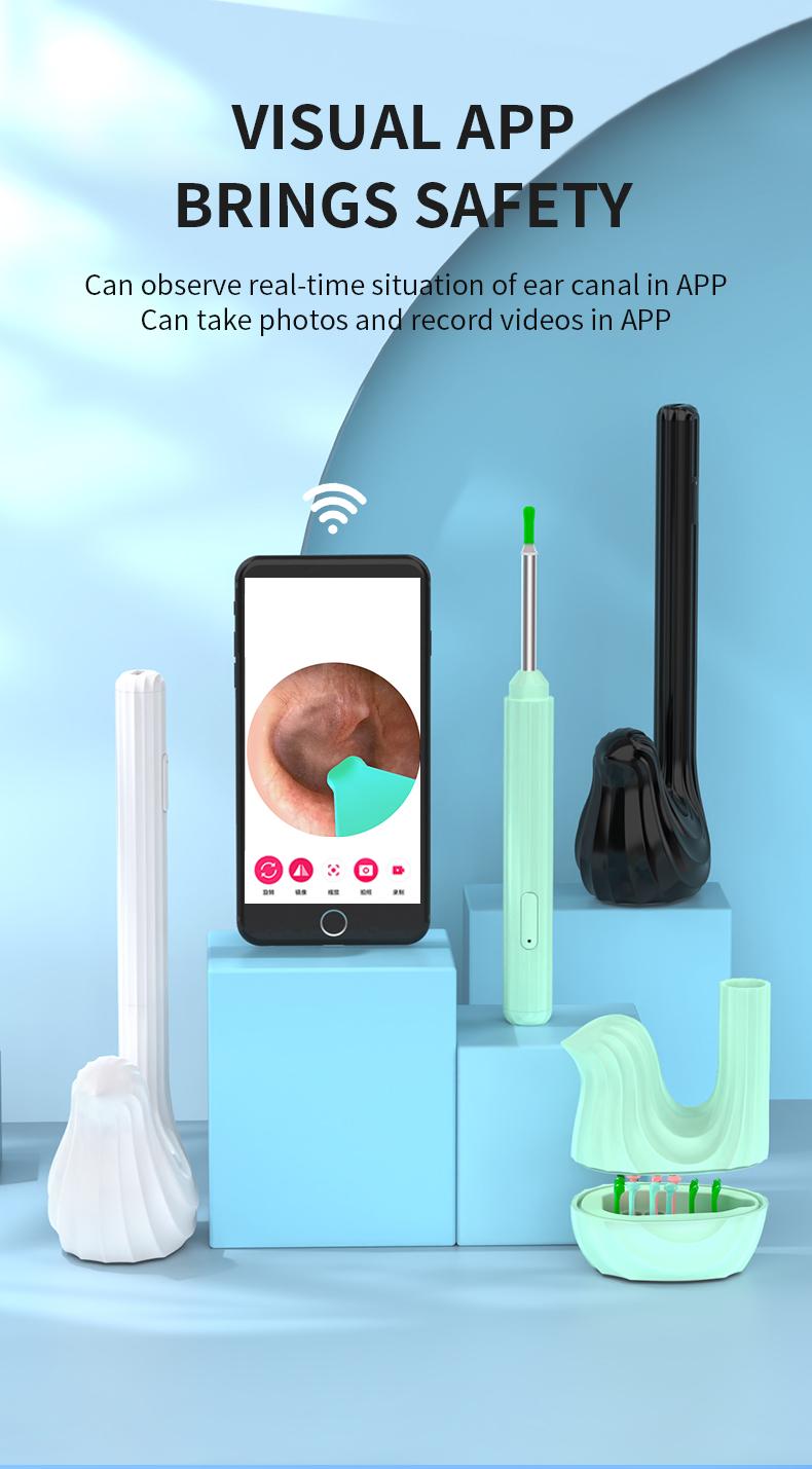 TikTokShopRestock-Earwax removal tool kit with camera, portable 360° wide-angle ear cleaner, Type-C charging, waterproof, suitable for iPhone and Android phones,Father's Day Gifts