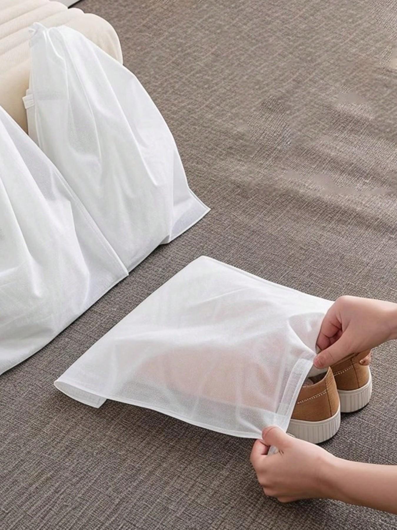 Portable Semi-Transparent Shoe Bags, Breathable Non-Woven Dustproof Pouches, Lightweight Drawstring Bags for Shoes and Bags, Waterproof, Hangable, Ideal for Cruises and Vacations