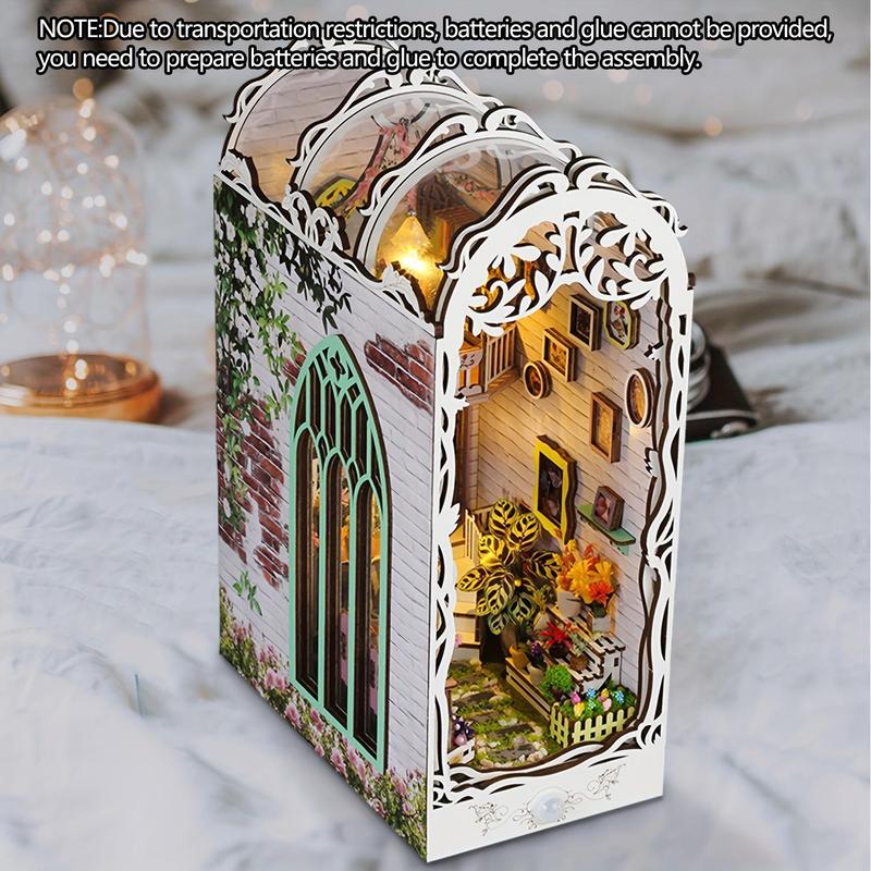 3D Wooden Puzzle, 1 Box DIY Book Nook Kit, DIY Flower Room Model Kit, 3D Desktop Decoration Ornament, DIY Model Kit for Bookshelf Decoration, DIY Building Model