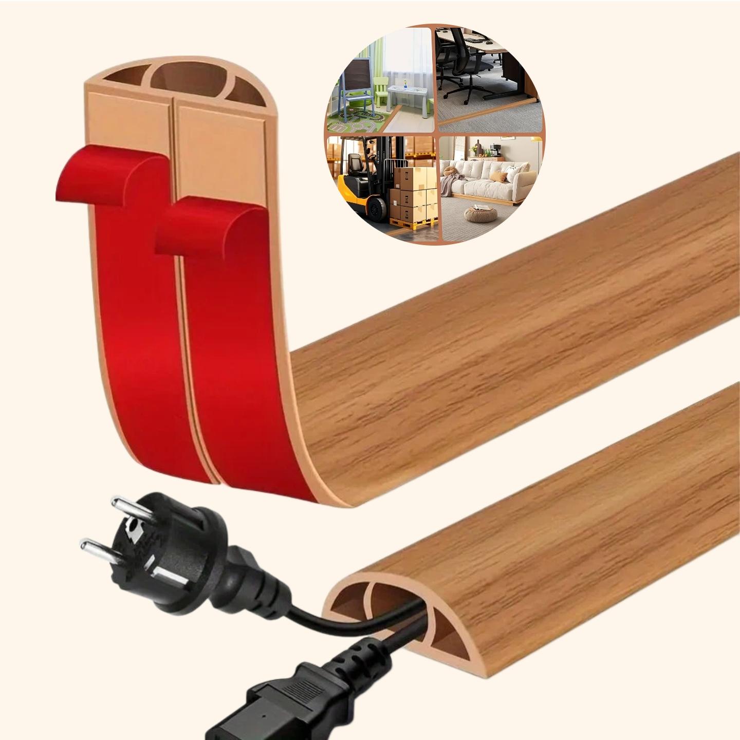 1pc wood grain self-adhesive floor cable protector, self-adhesive cable concealer, anti-slip cable protector, suitable for home and office